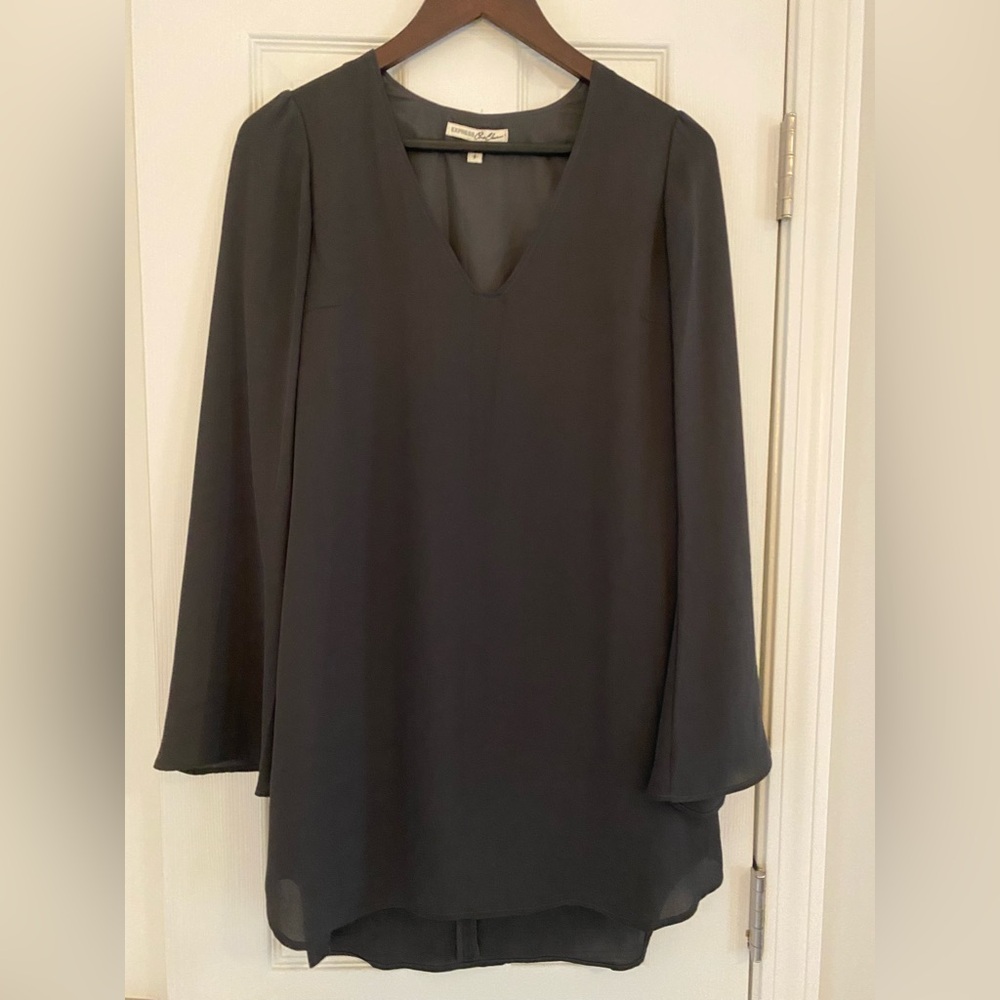 Express Hunter Green, Chiffon long sleeve dress, size Small